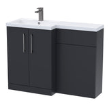 Bathroom Vanity Unit with Basin & WC Unit, Left Hand, 1100mm x 390mm - Choice of Colour