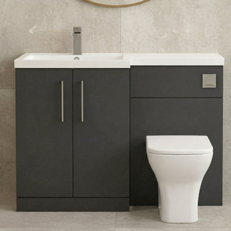 [BFLE1411LH716] Bramshall Combination Vanity Unit with Basin & WC, Left Hand, 1100mm x 390mm - Choice of Colour and Handle Finish - Silo