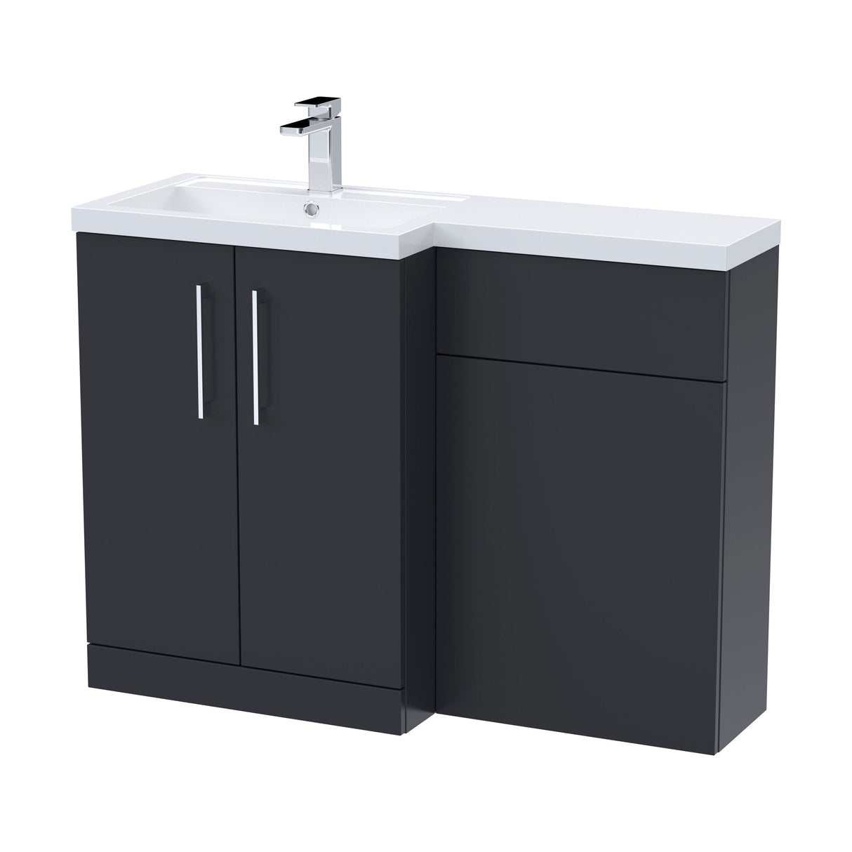 [BFLE1411L] Bramshall Combination Vanity Unit with Basin & WC, Left Hand, 1100mm x 390mm - Choice of Colour and Handle Finish - Cutout