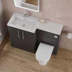 [BFLE1411L] Bramshall Combination Vanity Unit with Basin & WC, Left Hand, 1100mm x 390mm - Choice of Colour and Handle Finish - Lifestyle 3