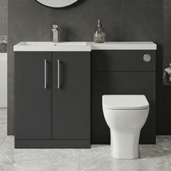 [BFLE1411L] Bramshall Combination Vanity Unit with Basin & WC, Left Hand, 1100mm x 390mm - Choice of Colour and Handle Finish - Silo