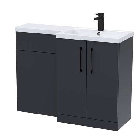 Bathroom Vanity Unit with Basin & WC, Right Hand, 1100mm x 390mm - Choice of Colour