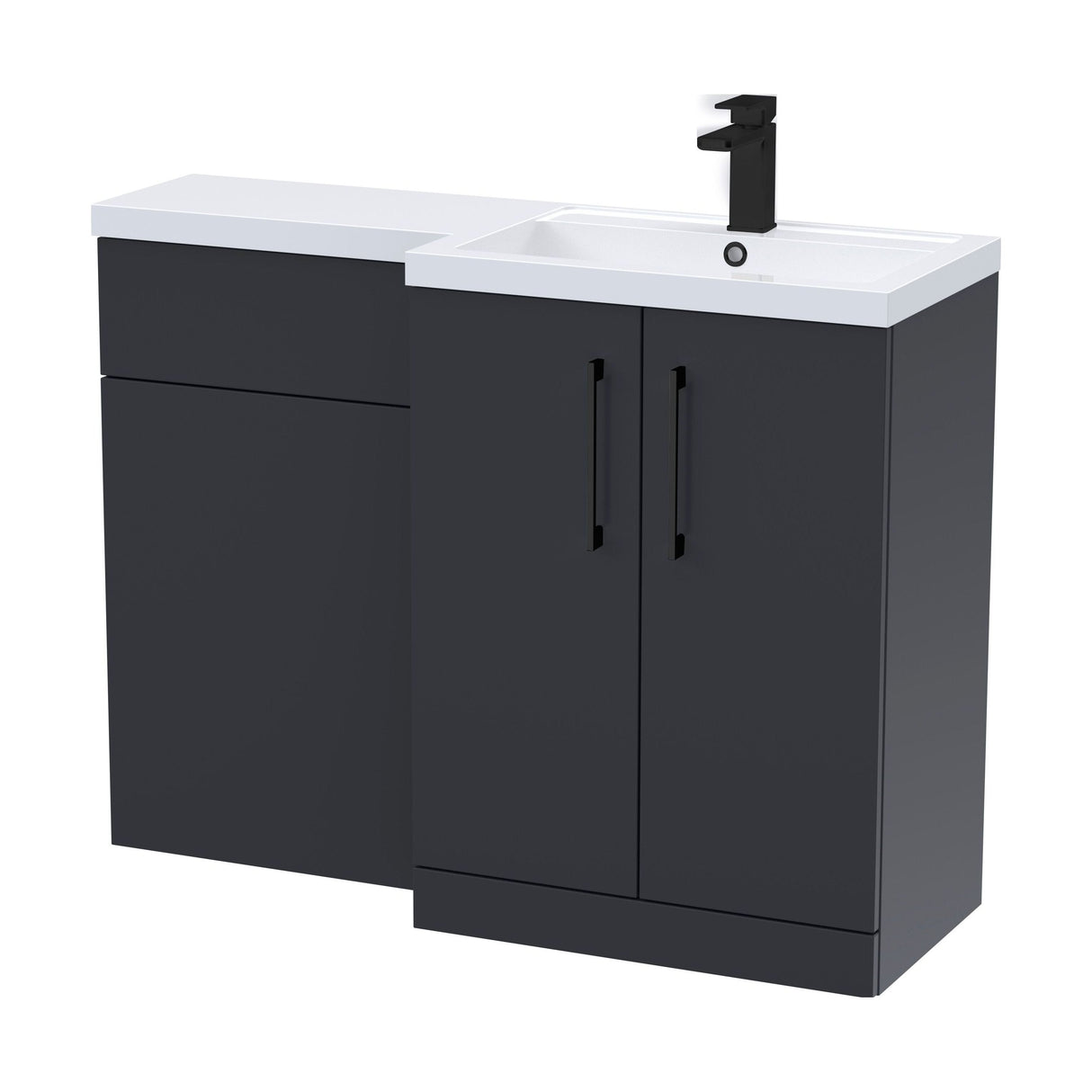 [BFLE1411RH018] Bramshall Combination Vanity Unit with Basin & WC, Right Hand, 1100mm x 390mm - Choice of Colour and Handle Finish - Cutout