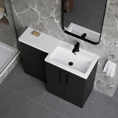 [BFLE1411RH018] Bramshall Combination Vanity Unit with Basin & WC, Right Hand, 1100mm x 390mm - Choice of Colour and Handle Finish - Lifestyle 2