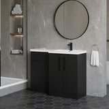 Bramshall Combination Vanity Unit with Basin & WC, Right Hand, 1100mm x 390mm - Choice of Colour and Handle Finish
