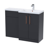 Bathroom Vanity Unit with Basin & WC, Right Hand, 1100mm x 390mm - Choice of Colour