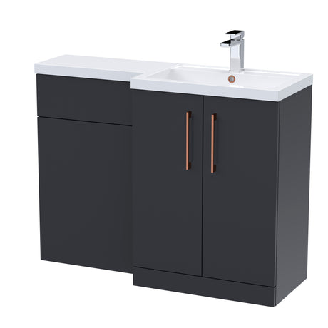 Bathroom Vanity Unit with Basin & WC, Right Hand, 1100mm x 390mm - Choice of Colour