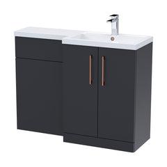 [BFLE1411RH019] Bramshall Combination Vanity Unit with Basin & WC, Right Hand, 1100mm x 390mm - Choice of Colour and Handle Finish - Cutout