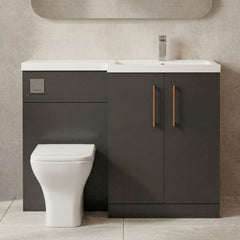 [BFLE1411RH019] Bramshall Combination Vanity Unit with Basin & WC, Right Hand, 1100mm x 390mm - Choice of Colour and Handle Finish - Silo