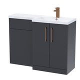 Bathroom Vanity Unit with Basin & WC, Right Hand, 1100mm x 390mm - Choice of Colour