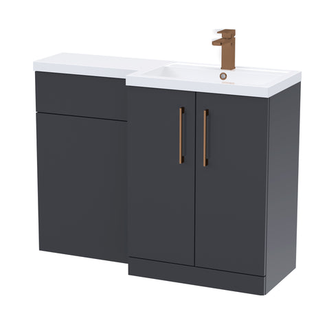 Bathroom Vanity Unit with Basin & WC, Right Hand, 1100mm x 390mm - Choice of Colour