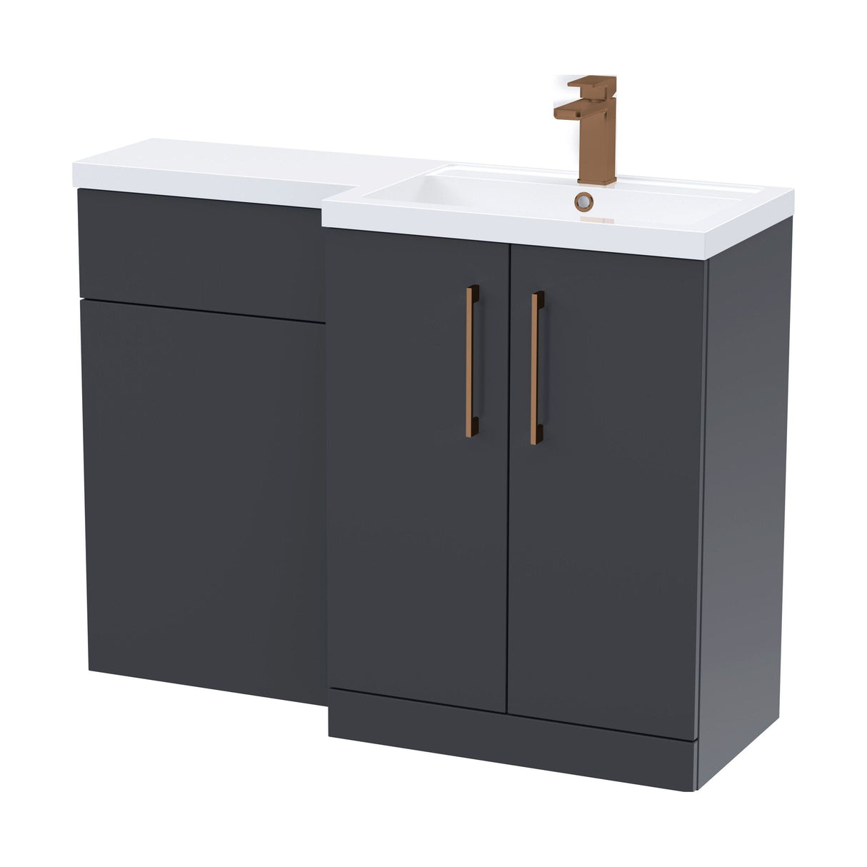 [BFLE1411RH1516] Bramshall Combination Vanity Unit with Basin & WC, Right Hand, 1100mm x 390mm - Choice of Colour and Handle Finish - Cutout
