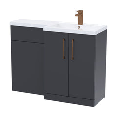 [BFLE1411RH1516] Bramshall Combination Vanity Unit with Basin & WC, Right Hand, 1100mm x 390mm - Choice of Colour and Handle Finish - Cutout