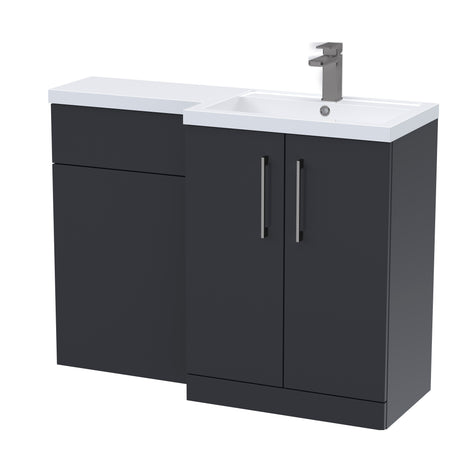 Bathroom Vanity Unit with Basin & WC, Right Hand, 1100mm x 390mm - Choice of Colour