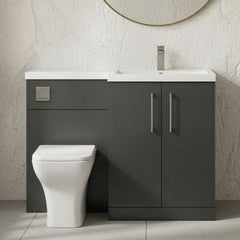 [BFLE1411RH716] Bramshall Combination Vanity Unit with Basin & WC, Right Hand, 1100mm x 390mm - Choice of Colour and Handle Finish - Silo