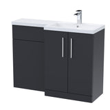 Bramshall Combination Vanity Unit with Basin & WC, Right Hand, 1100mm x 390mm - Choice of Colour and Handle Finish