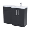 Bramshall Combination Vanity Unit with Basin & WC, Right Hand, 1100mm x 390mm - Choice of Colour and Handle Finish