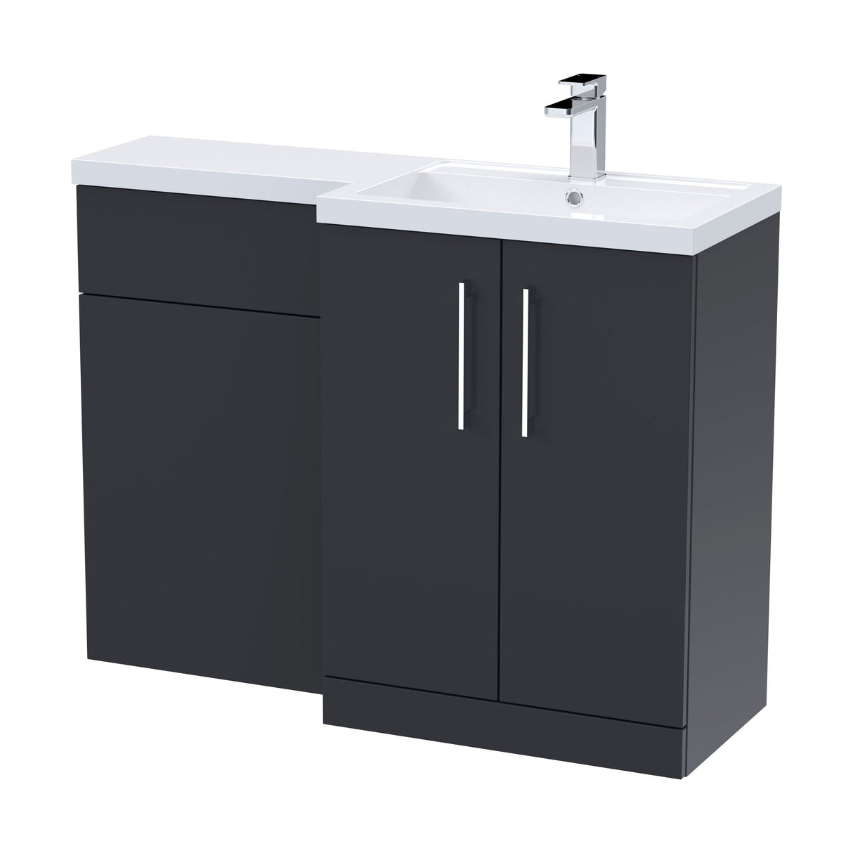 [BFLE1411R] Bramshall Combination Vanity Unit with Basin & WC, Right Hand, 1100mm x 390mm - Choice of Colour and Handle Finish - Cutout