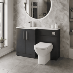 [BFLE1412L] Bramshall Contemporary 2 Door Floor Standing Combination Unit with Stone Basin, 1100mm, Choice of Orientation and Colour