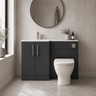 [BFLE1412L] Bramshall Contemporary 2 Door Floor Standing Combination Unit with Stone Basin, 1100mm, Choice of Orientation and Colour - Silo