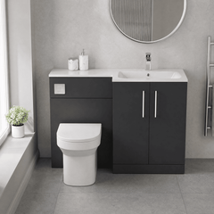 [BFLE1412R] Bramshall Contemporary 2 Door Floor Standing Combination Unit with Stone Basin, 1100mm, Choice of Orientation and Colour