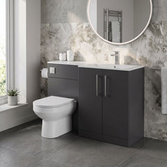 [BFLE1412R] Bramshall Contemporary 2 Door Floor Standing Combination Unit with Stone Basin, 1100mm, Choice of Orientation and Colour