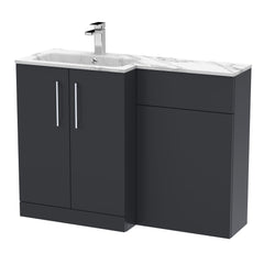 [BFLE1413L] Bramshall Contemporary 2 Door Floor Standing Combination Unit with Stone Basin, 1100mm, Choice of Orientation and Colour - Cutout