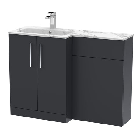 [BFLE1413L] Bramshall Contemporary 2 Door Floor Standing Combination Unit with Stone Basin, 1100mm, Choice of Orientation and Colour - Cutout