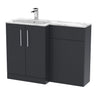 [BFLE1413L] Bramshall Contemporary 2 Door Floor Standing Combination Unit with Stone Basin, 1100mm, Choice of Orientation and Colour - Cutout