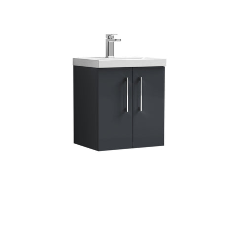[BFLE1421A] Bramshall Contemporary 2 Door Wall Hung Vanity Basin Unit with Mid-Edge Basin, Choice of Size and Colour - Cutout