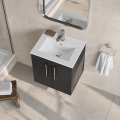 [BFLE1421B] Balterley  Modern Bathroom 2 Soft Close Door & Minimalist Wall Hung Vanity Unit Basin, Dark Grey, 345mm - Lifestyle 2
