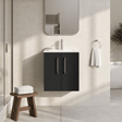 [BFLE1421B] Balterley  Modern Bathroom 2 Soft Close Door & Minimalist Wall Hung Vanity Unit Basin, Dark Grey, 345mm - Silo