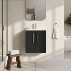 [BFLE1421B] Balterley  Modern Bathroom 2 Soft Close Door & Minimalist Wall Hung Vanity Unit Basin, Dark Grey, 345mm - Silo