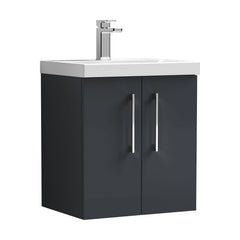 [BFLE1421D] Bramshall Contemporary 2 Door Wall Hung Vanity Basin Unit, Choice of Size, Colour and Basin - Cutout