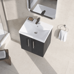 [BFLE1421D] Balterley  Contemporary Bathroom 2 Soft Close Door & Thin-Edge Wall Hung Vanity Unit Basin, Dark Grey, 500mm - Lifestyle 2