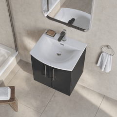 [BFLE1421G] Balterley  Contemporary Bathroom 2-Door Wall-Hung Curved Basin Vanity Unit, Dark Grey, 500mm - Lifestyle 2