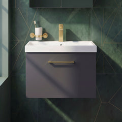 [BFLE1422AH017] Bramshall Wall Hung 1 Drawer Vanity Unit with Mid-Edge Ceramic Basin 600mm - Studio Shot
