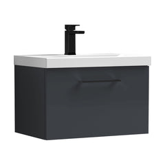 [BFLE1422AH018] Bramshall Wall Hung 1 Drawer Vanity Unit with Mid-Edge Ceramic Basin - Choice of Colour, Handle Finish and Size - Cutout