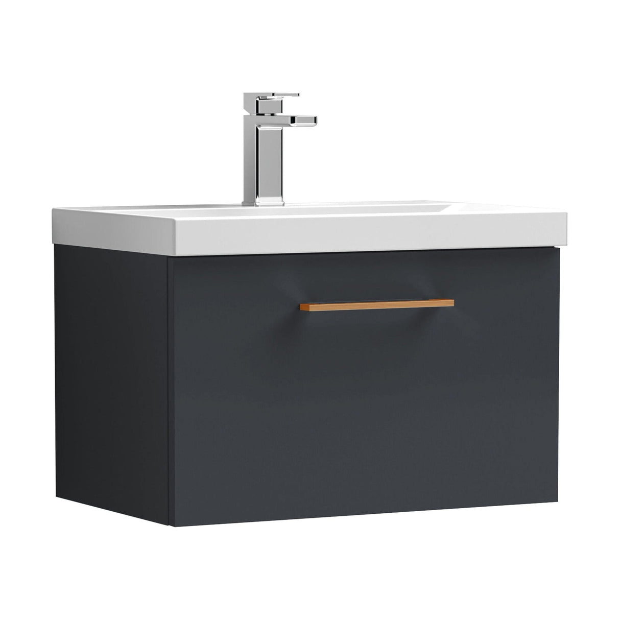 [BFLE1422AH019] Bramshall Wall Hung 1 Drawer Vanity Unit with Mid-Edge Ceramic Basin - Choice of Colour, Handle Finish and Size - Cutout