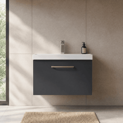 [BFLE1422AH019] Bramshall Wall Hung 1 Drawer Vanity Unit with Mid-Edge Ceramic Basin 600mm - Studio Shot