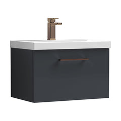 [BFLE1422AH1516] Bramshall Wall Hung 1 Drawer Vanity Unit with Mid-Edge Ceramic Basin - Choice of Colour, Handle Finish and Size - Cutout