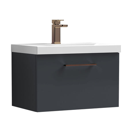[BFLE1422AH1516] Bramshall Wall Hung 1 Drawer Vanity Unit with Mid-Edge Ceramic Basin - Choice of Colour, Handle Finish and Size - Cutout