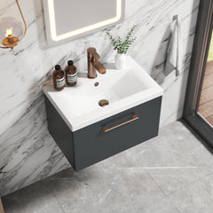 [BFLE1422AH1516] Bramshall Wall Hung 1 Drawer Vanity Unit with Mid-Edge Ceramic Basin 600mm - Lifestyle 2