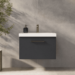 [BFLE1422AH1516] Bramshall Wall Hung 1 Drawer Vanity Unit with Mid-Edge Ceramic Basin 600mm - Studio Shot