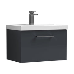 [BFLE1422AH716] Bramshall Wall Hung 1 Drawer Vanity Unit with Mid-Edge Ceramic Basin - Choice of Colour, Handle Finish and Size - Cutout