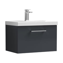[BFLE1422A] Bramshall Wall Hung 1 Drawer Vanity Unit with Mid-Edge Ceramic Basin - Choice of Colour, Handle Finish and Size - Cutout