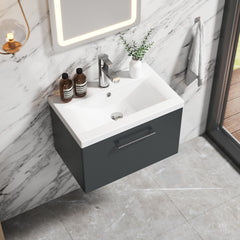 [BFLE1422A] Bramshall Wall Hung 1 Drawer Vanity Unit with Mid-Edge Ceramic Basin 600mm - Lifestyle 2