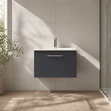 [BFLE1422B] Bramshall Contemporary 1 Soft Close Drawer Wall Hung Vanity Unit, Choice of Size/Basin Type/Colour - Silo