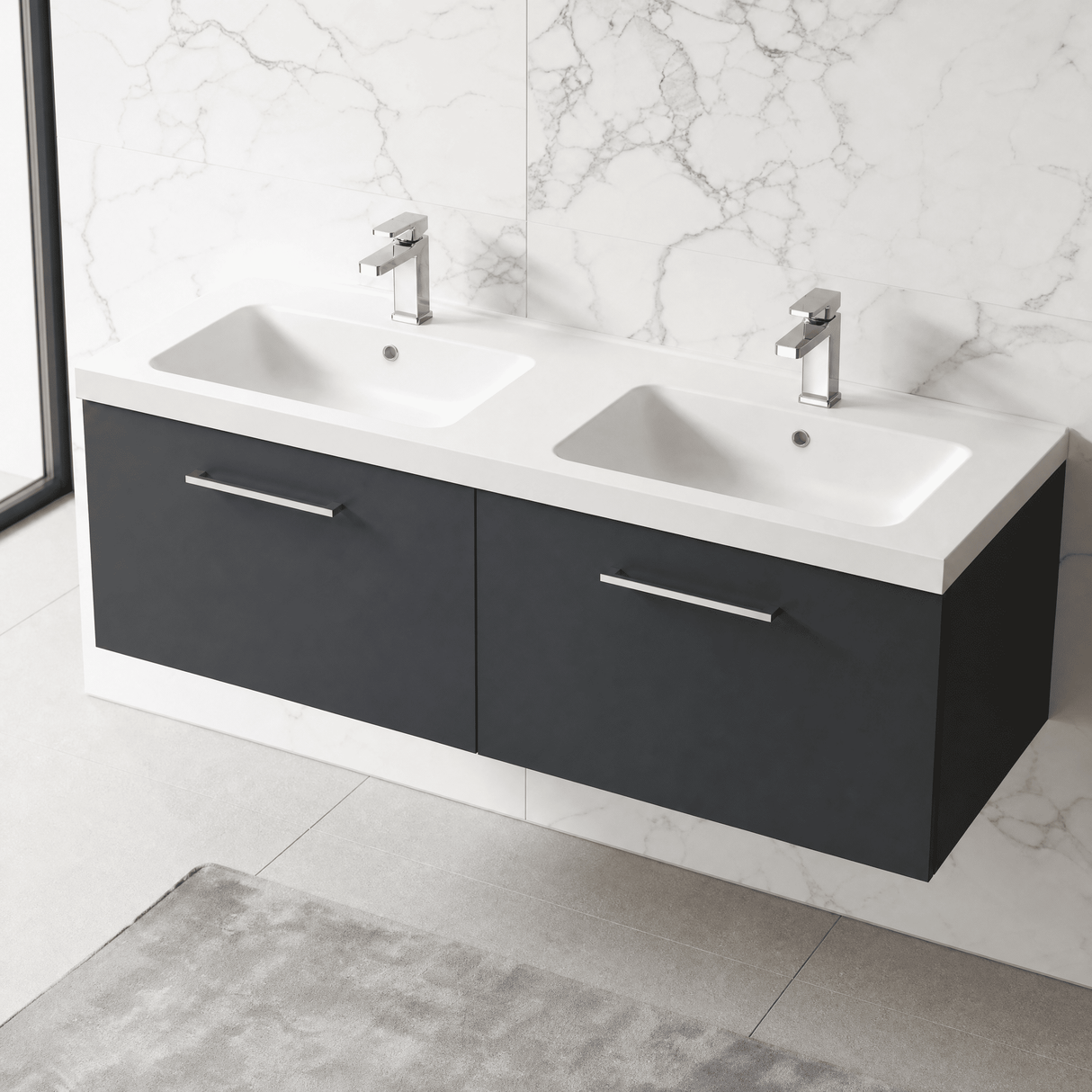 [BFLE1422C2] Bramshall Wall Hung 2 Drawer Vanity Basin Unit - 1200mm - Choice of Colour and Basin Type - Lifestyle 2