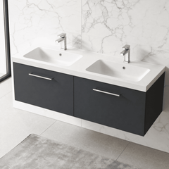 [BFLE1422C2] Bramshall Wall Hung 2 Drawer Vanity Basin Unit - 1200mm - Choice of Colour and Basin Type - Lifestyle 2